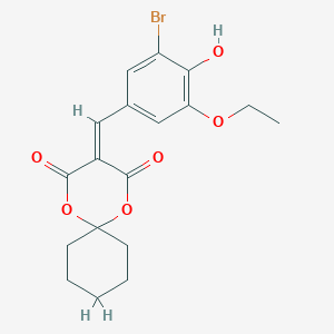 molecular formula C18H19BrO6 B471768 3-(3-Bromo-5-ethoxy-4-hydroxybenzylidene)-1,5-dioxaspiro[5.5]undecane-2,4-dione CAS No. 445422-40-2