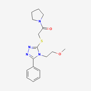 molecular formula C17H22N4O2S B4717698 4-(2-methoxyethyl)-3-{[2-oxo-2-(1-pyrrolidinyl)ethyl]thio}-5-phenyl-4H-1,2,4-triazole 