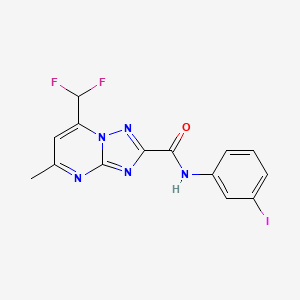molecular formula C14H10F2IN5O B4717718 7-(difluoromethyl)-N-(3-iodophenyl)-5-methyl[1,2,4]triazolo[1,5-a]pyrimidine-2-carboxamide 