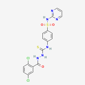 molecular formula C18H14Cl2N6O3S2 B4717727 2-(2,5-dichlorobenzoyl)-N-{4-[(2-pyrimidinylamino)sulfonyl]phenyl}hydrazinecarbothioamide 