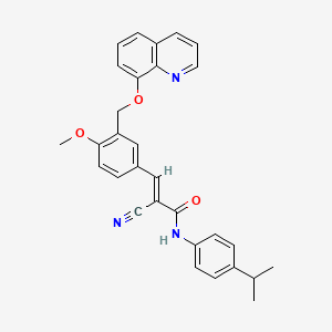 molecular formula C30H27N3O3 B4717744 2-cyano-N-(4-isopropylphenyl)-3-{4-methoxy-3-[(8-quinolinyloxy)methyl]phenyl}acrylamide 