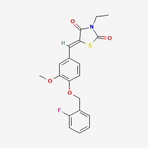 molecular formula C20H18FNO4S B4717775 3-ethyl-5-{4-[(2-fluorobenzyl)oxy]-3-methoxybenzylidene}-1,3-thiazolidine-2,4-dione 