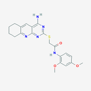 molecular formula C21H23N5O3S B4717822 2-[(4-amino-6,7,8,9-tetrahydropyrimido[4,5-b]quinolin-2-yl)thio]-N-(2,4-dimethoxyphenyl)acetamide 