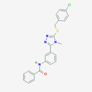 molecular formula C23H19ClN4OS B471784 N-(3-{5-[(4-chlorobenzyl)sulfanyl]-4-methyl-4H-1,2,4-triazol-3-yl}phenyl)benzamide CAS No. 443669-59-8