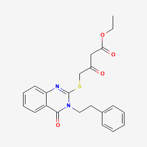 molecular formula C22H22N2O4S B4717856 ethyl 3-oxo-4-{[4-oxo-3-(2-phenylethyl)-3,4-dihydro-2-quinazolinyl]thio}butanoate 