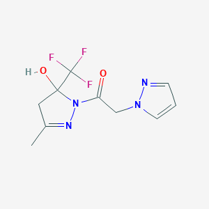 molecular formula C10H11F3N4O2 B4717910 3-methyl-1-(1H-pyrazol-1-ylacetyl)-5-(trifluoromethyl)-4,5-dihydro-1H-pyrazol-5-ol 