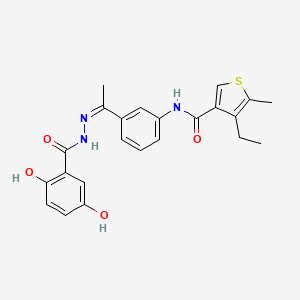 molecular formula C23H23N3O4S B4717946 N-{3-[N-(2,5-dihydroxybenzoyl)ethanehydrazonoyl]phenyl}-4-ethyl-5-methyl-3-thiophenecarboxamide 