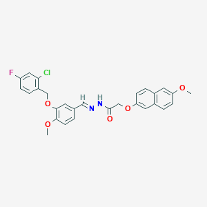molecular formula C28H24ClFN2O5 B4717948 N'-{3-[(2-chloro-4-fluorobenzyl)oxy]-4-methoxybenzylidene}-2-[(6-methoxy-2-naphthyl)oxy]acetohydrazide 