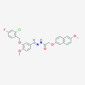 N'-{3-[(2-chloro-4-fluorobenzyl)oxy]-4-methoxybenzylidene}-2-[(6-methoxy-2-naphthyl)oxy]acetohydrazide