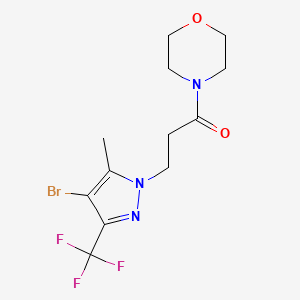 molecular formula C12H15BrF3N3O2 B4717975 4-{3-[4-bromo-5-methyl-3-(trifluoromethyl)-1H-pyrazol-1-yl]propanoyl}morpholine 