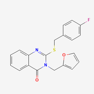 molecular formula C20H15FN2O2S B4717995 2-[(4-fluorobenzyl)thio]-3-(2-furylmethyl)-4(3H)-quinazolinone 