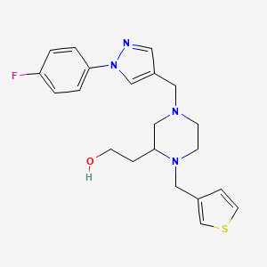 molecular formula C21H25FN4OS B4718042 2-[4-{[1-(4-fluorophenyl)-1H-pyrazol-4-yl]methyl}-1-(3-thienylmethyl)-2-piperazinyl]ethanol 