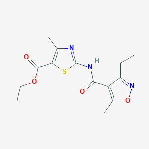molecular formula C14H17N3O4S B4718051 ethyl 2-{[(3-ethyl-5-methyl-4-isoxazolyl)carbonyl]amino}-4-methyl-1,3-thiazole-5-carboxylate 