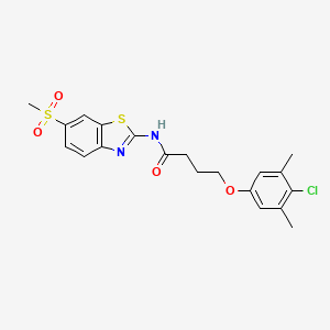 molecular formula C20H21ClN2O4S2 B4718072 4-(4-chloro-3,5-dimethylphenoxy)-N-[6-(methylsulfonyl)-1,3-benzothiazol-2-yl]butanamide 