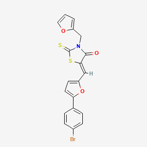 molecular formula C19H12BrNO3S2 B4718120 5-{[5-(4-bromophenyl)-2-furyl]methylene}-3-(2-furylmethyl)-2-thioxo-1,3-thiazolidin-4-one 