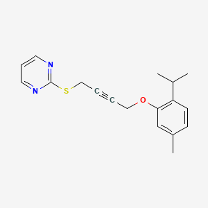 molecular formula C18H20N2OS B4718125 2-{[4-(2-isopropyl-5-methylphenoxy)-2-butyn-1-yl]thio}pyrimidine 