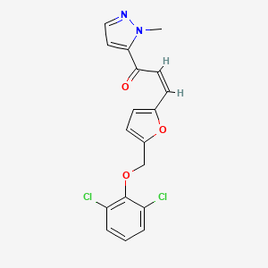 molecular formula C18H14Cl2N2O3 B4718160 3-{5-[(2,6-dichlorophenoxy)methyl]-2-furyl}-1-(1-methyl-1H-pyrazol-5-yl)-2-propen-1-one 