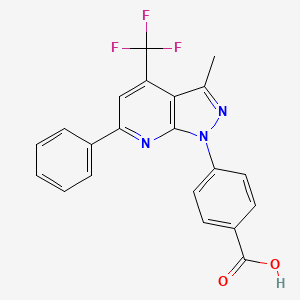 molecular formula C21H14F3N3O2 B4718177 4-[3-methyl-6-phenyl-4-(trifluoromethyl)-1H-pyrazolo[3,4-b]pyridin-1-yl]benzoic acid 