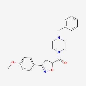 molecular formula C22H25N3O3 B4718191 1-benzyl-4-{[3-(4-methoxyphenyl)-4,5-dihydro-5-isoxazolyl]carbonyl}piperazine 