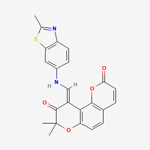 8,8-dimethyl-10-{[(2-methyl-1,3-benzothiazol-6-yl)amino]methylene}-2H,8H-pyrano[2,3-f]chromene-2,9(10H)-dione