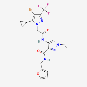 molecular formula C20H20BrF3N6O3 B4718202 4-({[4-bromo-5-cyclopropyl-3-(trifluoromethyl)-1H-pyrazol-1-yl]acetyl}amino)-1-ethyl-N-(2-furylmethyl)-1H-pyrazole-3-carboxamide 