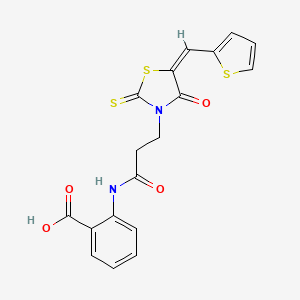 molecular formula C18H14N2O4S3 B4718209 2-({3-[4-oxo-5-(2-thienylmethylene)-2-thioxo-1,3-thiazolidin-3-yl]propanoyl}amino)benzoic acid 