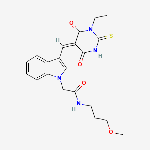 molecular formula C21H24N4O4S B4718217 2-{3-[(1-ethyl-4,6-dioxo-2-thioxotetrahydro-5(2H)-pyrimidinylidene)methyl]-1H-indol-1-yl}-N-(3-methoxypropyl)acetamide 