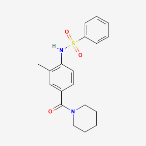 molecular formula C19H22N2O3S B4718253 N-[2-methyl-4-(1-piperidinylcarbonyl)phenyl]benzenesulfonamide 