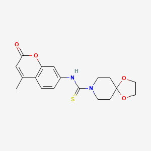 molecular formula C18H20N2O4S B4718279 N-(4-methyl-2-oxo-2H-chromen-7-yl)-1,4-dioxa-8-azaspiro[4.5]decane-8-carbothioamide 