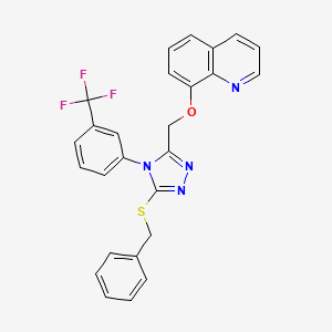 molecular formula C26H19F3N4OS B4718303 8-({5-(benzylthio)-4-[3-(trifluoromethyl)phenyl]-4H-1,2,4-triazol-3-yl}methoxy)quinoline 