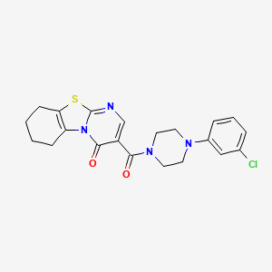 molecular formula C21H21ClN4O2S B4718356 3-{[4-(3-chlorophenyl)-1-piperazinyl]carbonyl}-6,7,8,9-tetrahydro-4H-pyrimido[2,1-b][1,3]benzothiazol-4-one 