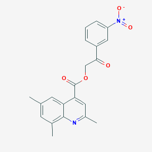 molecular formula C21H18N2O5 B4718369 2-(3-nitrophenyl)-2-oxoethyl 2,6,8-trimethyl-4-quinolinecarboxylate 
