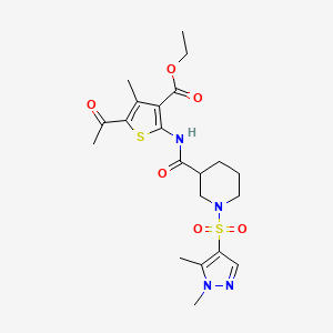 molecular formula C21H28N4O6S2 B4718388 ethyl 5-acetyl-2-[({1-[(1,5-dimethyl-1H-pyrazol-4-yl)sulfonyl]-3-piperidinyl}carbonyl)amino]-4-methyl-3-thiophenecarboxylate 