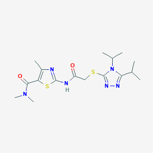 molecular formula C17H26N6O2S2 B4718409 2-({[(4,5-diisopropyl-4H-1,2,4-triazol-3-yl)thio]acetyl}amino)-N,N,4-trimethyl-1,3-thiazole-5-carboxamide 