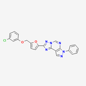 molecular formula C23H15ClN6O2 B4718439 2-{5-[(3-chlorophenoxy)methyl]-2-furyl}-7-phenyl-7H-pyrazolo[4,3-e][1,2,4]triazolo[1,5-c]pyrimidine 