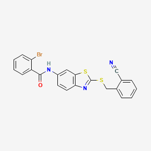 molecular formula C22H14BrN3OS2 B4718440 2-bromo-N-{2-[(2-cyanobenzyl)thio]-1,3-benzothiazol-6-yl}benzamide 