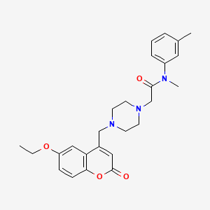 molecular formula C26H31N3O4 B4718448 2-{4-[(6-ethoxy-2-oxo-2H-chromen-4-yl)methyl]-1-piperazinyl}-N-methyl-N-(3-methylphenyl)acetamide 