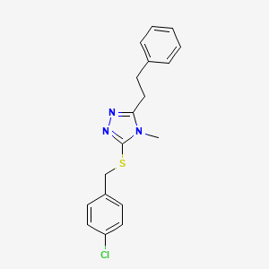 molecular formula C18H18ClN3S B4718577 3-[(4-chlorobenzyl)thio]-4-methyl-5-(2-phenylethyl)-4H-1,2,4-triazole 