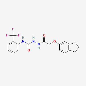 molecular formula C19H18F3N3O3 B4718625 2-[(2,3-dihydro-1H-inden-5-yloxy)acetyl]-N-[2-(trifluoromethyl)phenyl]hydrazinecarboxamide 