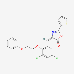 molecular formula C22H15Cl2NO4S B4718645 4-[3,5-dichloro-2-(2-phenoxyethoxy)benzylidene]-2-(2-thienyl)-1,3-oxazol-5(4H)-one 