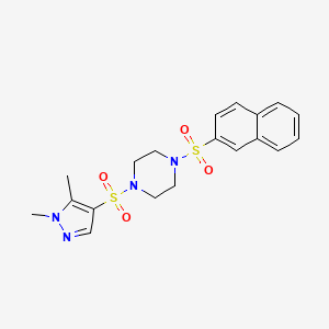 molecular formula C19H22N4O4S2 B4718654 1-[(1,5-dimethyl-1H-pyrazol-4-yl)sulfonyl]-4-(2-naphthylsulfonyl)piperazine 
