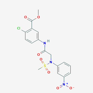 molecular formula C17H16ClN3O7S B4718682 methyl 2-chloro-5-{[N-(methylsulfonyl)-N-(3-nitrophenyl)glycyl]amino}benzoate 