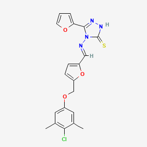 molecular formula C20H17ClN4O3S B4718694 4-[({5-[(4-chloro-3,5-dimethylphenoxy)methyl]-2-furyl}methylene)amino]-5-(2-furyl)-4H-1,2,4-triazole-3-thiol 