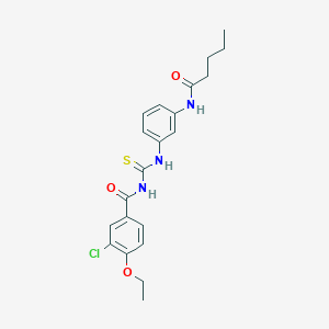 molecular formula C21H24ClN3O3S B4718711 3-chloro-4-ethoxy-N-({[3-(pentanoylamino)phenyl]amino}carbonothioyl)benzamide 