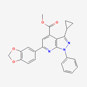 molecular formula C24H19N3O4 B4718761 methyl 6-(1,3-benzodioxol-5-yl)-3-cyclopropyl-1-phenyl-1H-pyrazolo[3,4-b]pyridine-4-carboxylate 