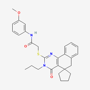 N-(3-methoxyphenyl)-2-[(4-oxo-3-propyl-4,6-dihydro-3H-spiro[benzo[h]quinazoline-5,1'-cyclopentan]-2-yl)thio]acetamide