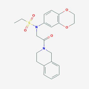 molecular formula C21H24N2O5S B4718810 N-(2,3-dihydro-1,4-benzodioxin-6-yl)-N-[2-(3,4-dihydro-2(1H)-isoquinolinyl)-2-oxoethyl]ethanesulfonamide 