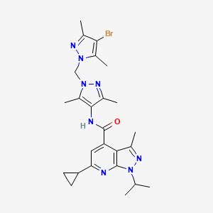 N-{1-[(4-bromo-3,5-dimethyl-1H-pyrazol-1-yl)methyl]-3,5-dimethyl-1H-pyrazol-4-yl}-6-cyclopropyl-1-isopropyl-3-methyl-1H-pyrazolo[3,4-b]pyridine-4-carboxamide