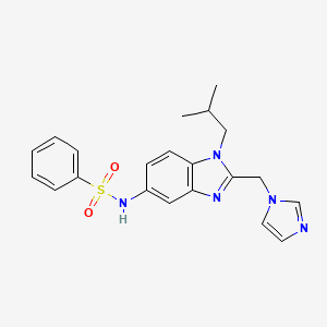 molecular formula C21H23N5O2S B4718982 N-[2-(1H-imidazol-1-ylmethyl)-1-isobutyl-1H-benzimidazol-5-yl]benzenesulfonamide 