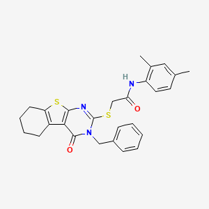 molecular formula C27H27N3O2S2 B4719019 2-[(3-benzyl-4-oxo-3,4,5,6,7,8-hexahydro[1]benzothieno[2,3-d]pyrimidin-2-yl)thio]-N-(2,4-dimethylphenyl)acetamide 